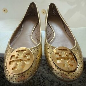 Tory Burch Metallic Gold Loafers